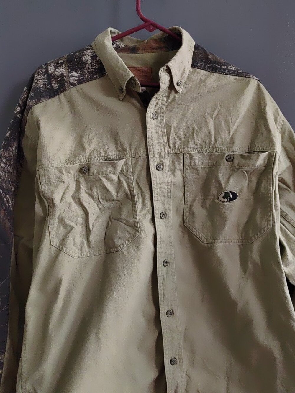 Mossy Oak Camo Open Range Long Sleeve Shirt Men's Large Button Up Hunting
